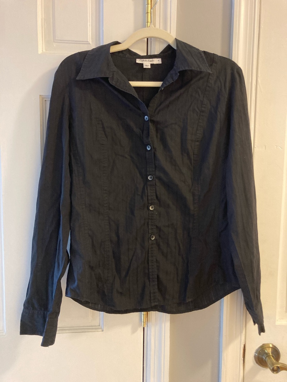 Calvin Klein Black Long-Sleeve Button-Up Shirt